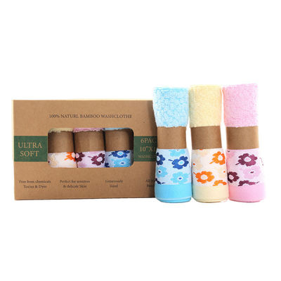 Cuaderno de regalo de pañuelo de fibra de bambú con patrón Limpieza facial para bebés suave y absorbente