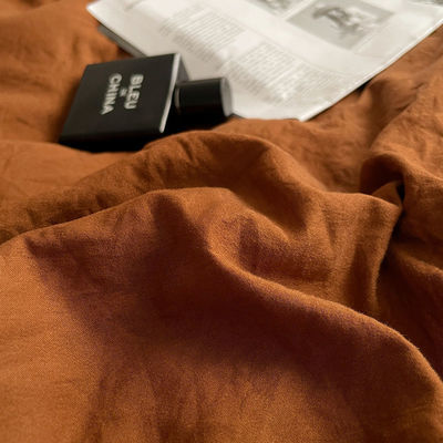 Set de 4 piezas de cubierta de edredón de color sólido de ropa de cama de algodón lavado para adultos y niños