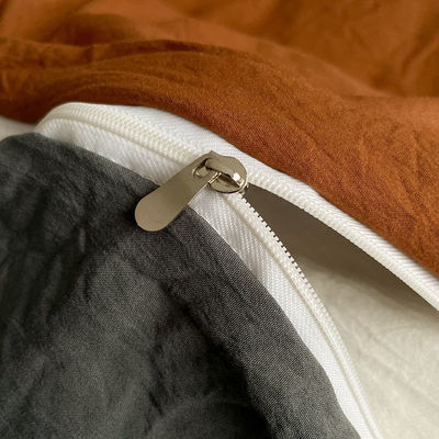 Set de 4 piezas de cubierta de edredón de color sólido de ropa de cama de algodón lavado para adultos y niños