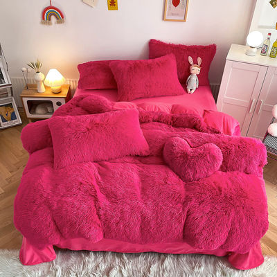Color Tipo de patrón sólido de lujo Shaggy Mink cálido terciopelo cristal ropa de cama para el invierno