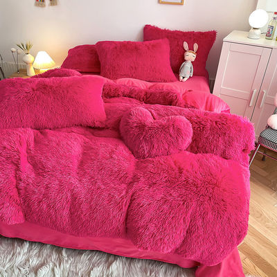 Color Tipo de patrón sólido de lujo Shaggy Mink cálido terciopelo cristal ropa de cama para el invierno