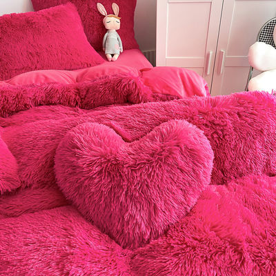 Color Tipo de patrón sólido de lujo Shaggy Mink cálido terciopelo cristal ropa de cama para el invierno