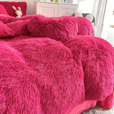 Color Tipo de patrón sólido de lujo Shaggy Mink cálido terciopelo cristal ropa de cama para el invierno