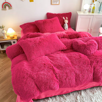 Color Tipo de patrón sólido de lujo Shaggy Mink cálido terciopelo cristal ropa de cama para el invierno