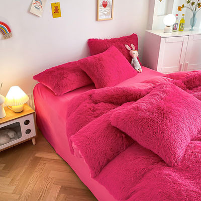 Color Tipo de patrón sólido de lujo Shaggy Mink cálido terciopelo cristal ropa de cama para el invierno