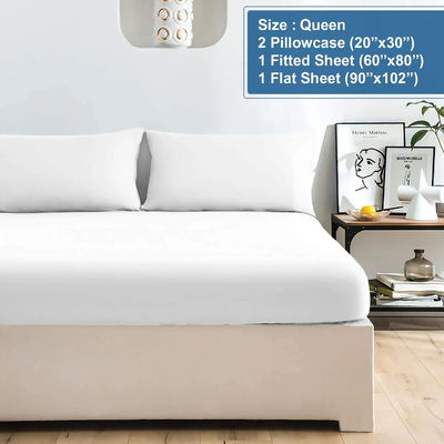 Conjunto de cama blanda sostenible 1800TC de algodón egipcio sólido con sábanas de cama de mantel de 4 piezas