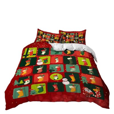 Cuenta de tejidos 40 Decoración de Navidad Cobertura de edredón Santa Feliz Regalo Impresión digital 3D Set de cama de edredón rojo