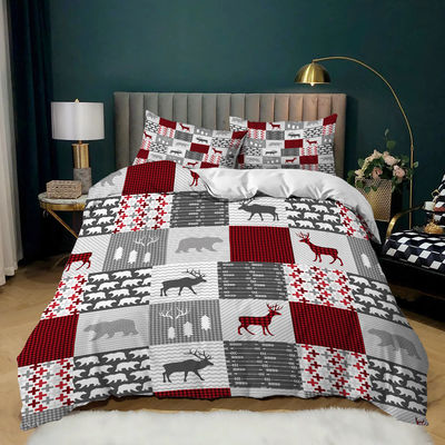 Cuenta de tejidos 40 Decoración de Navidad Cobertura de edredón Santa Feliz Regalo Impresión digital 3D Set de cama de edredón rojo
