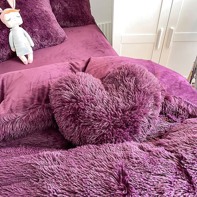 200TC Cuenta de hilos Color púrpura lujoso Shaggy Mink cálido de terciopelo ropa de cama para el invierno