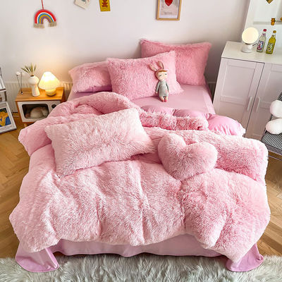 No se requiere personalización Morden Luxury Jade Pink Shaggy Warm Mink Velvet Set