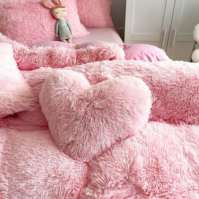 No se requiere personalización Morden Luxury Jade Pink Shaggy Warm Mink Velvet Set