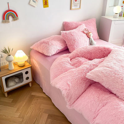 No se requiere personalización Morden Luxury Jade Pink Shaggy Warm Mink Velvet Set