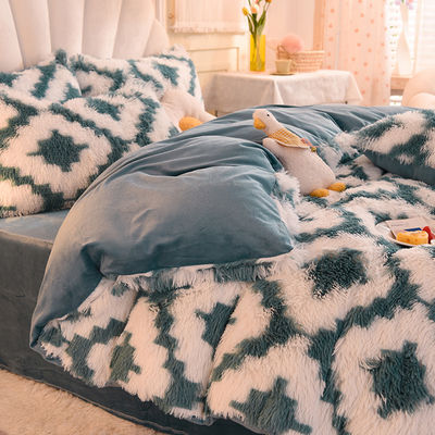 Color arco iris de estilo moderno Shaggy Mink Velvet Cristal Velvet Cama de cama Set de cubierta de edredón