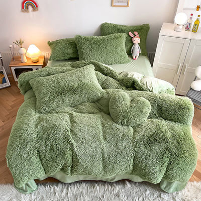 RTS Moss Color verde lujoso barbudo visón cálido terciopelo cristal ropa de cama para el invierno