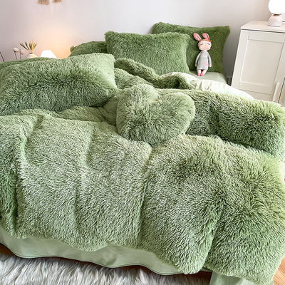 RTS Moss Color verde lujoso barbudo visón cálido terciopelo cristal ropa de cama para el invierno