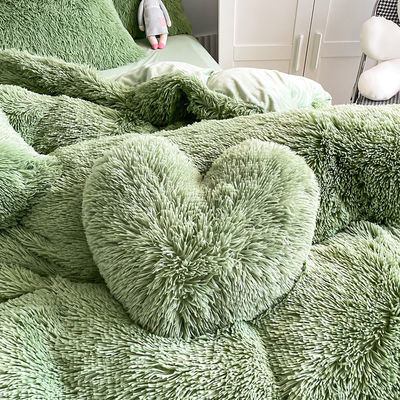 RTS Moss Color verde lujoso barbudo visón cálido terciopelo cristal ropa de cama para el invierno