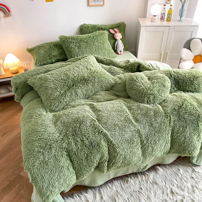 RTS Moss Color verde lujoso barbudo visón cálido terciopelo cristal ropa de cama para el invierno
