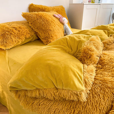 Ins Moss Green Luxury Shaggy Warm Mink Velvet Crystal Linenas de cama para el invierno