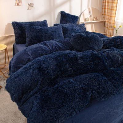 Color del arco iris Peludo falso terciopelo esponjoso ropa de cama de peluche conjunto para el hogar moderno y la decoración