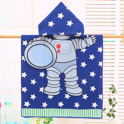 Diseño para el hogar de microfibra para niños con capucha con bata de baño dibujos animados Impresión de toalla de baño portátil