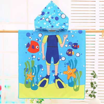 Diseño para el hogar de microfibra para niños con capucha con bata de baño dibujos animados Impresión de toalla de baño portátil