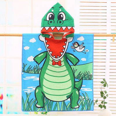 Diseño para el hogar de microfibra para niños con capucha con bata de baño dibujos animados Impresión de toalla de baño portátil