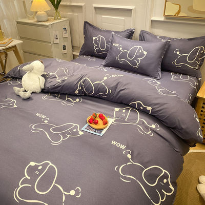 Hotel 4 piezas de ropa de cama conjunto de lujo edredón cubierta mantel sábana de cama y 2pcs casilla de almohada