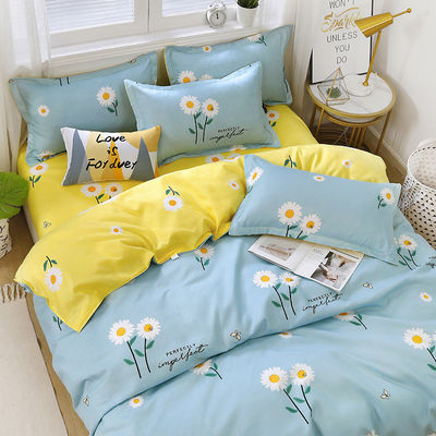 Hotel 4 piezas de ropa de cama conjunto de lujo edredón cubierta mantel sábana de cama y 2pcs casilla de almohada