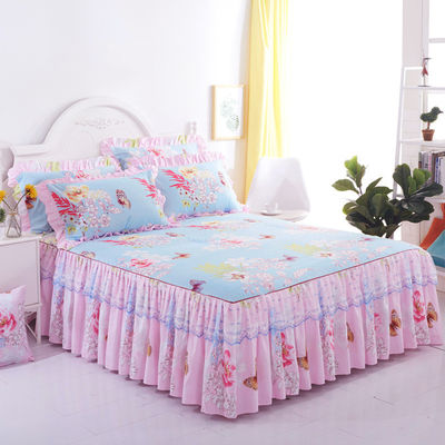 Pantalón de cama de encaje doble no tóxico con sábanas de cama, funda de almohada y cubierta protectora
