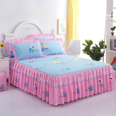 Pantalón de cama de encaje doble no tóxico con sábanas de cama, funda de almohada y cubierta protectora