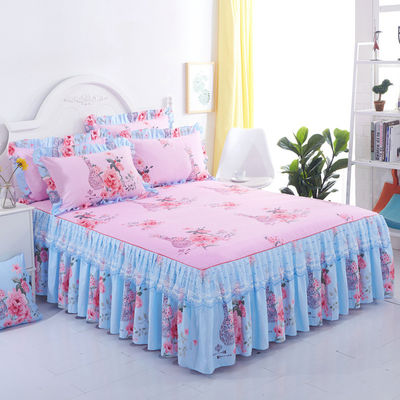 Pantalón de cama de encaje doble no tóxico con sábanas de cama, funda de almohada y cubierta protectora