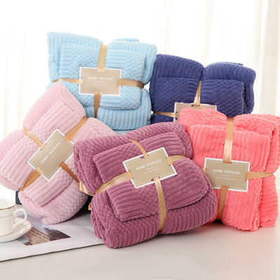 Toalla de baño de lana de coral de microfibra espesa 2 en 1 para toalla facial cuadrada 250GSM