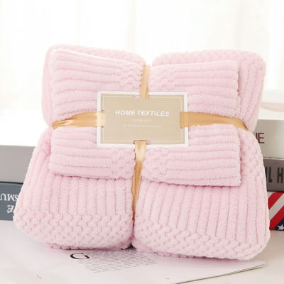 Toalla de baño de lana de coral de microfibra espesa 2 en 1 para toalla facial cuadrada 250GSM