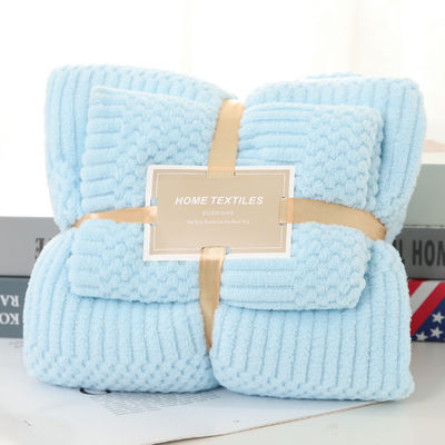 Toalla de baño de lana de coral de microfibra espesa 2 en 1 para toalla facial cuadrada 250GSM