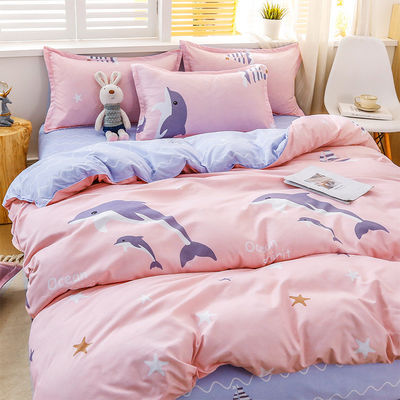 Suministro 100% de tejido de poliéster de lujo Seti de ropa de cama de cubierta de edredón con caja de almohada de 2pcs