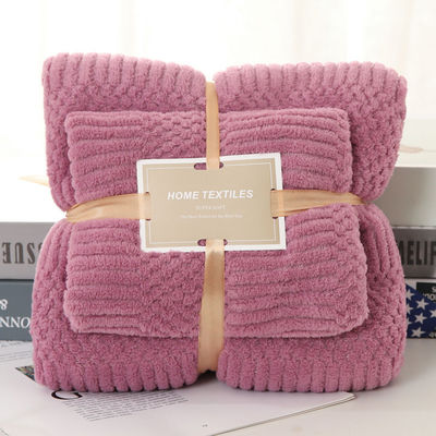 Toalla de baño de lana de coral de microfibra espesa 2 en 1 para toalla facial cuadrada 250GSM