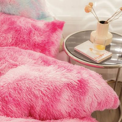 Densidad de tela 173 * 118 Set de ropa de cama de terciopelo de conejo de cristal de leche de visón de 4 piezas de colores