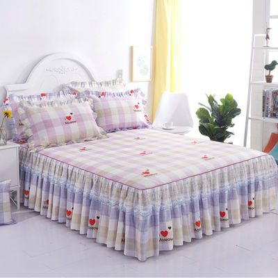 Sábanas de doble encaje multifunción con falda de cama y funda de almohada 100% poliéster