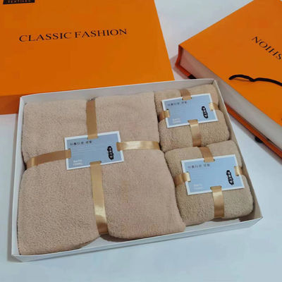 Toallas de fibra microfibra de fleece de coral grueso y suave de absorción 1 conjunto 35*75 70*140 Logotipo personalizado