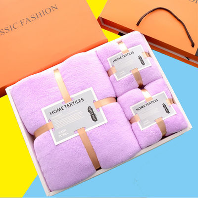 Toallas de fibra microfibra de fleece de coral grueso y suave de absorción 1 conjunto 35*75 70*140 Logotipo personalizado