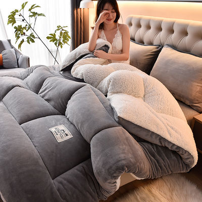 Set de ropa de cama de tamaño personalizado con colcha de lana de cordero caliente y logotipo personalizado