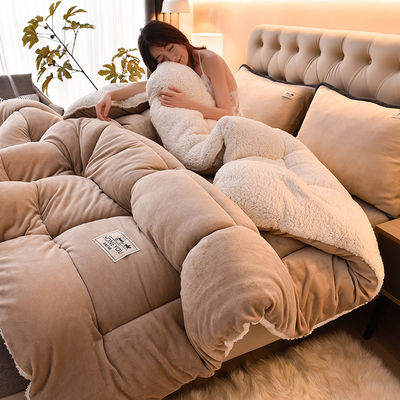 Set de ropa de cama de tamaño personalizado con colcha de lana de cordero caliente y logotipo personalizado