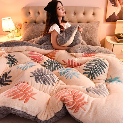 Set de ropa de cama de tamaño personalizado con colcha de lana de cordero caliente y logotipo personalizado