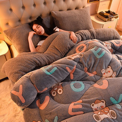 Set de ropa de cama de tamaño personalizado con colcha de lana de cordero caliente y logotipo personalizado