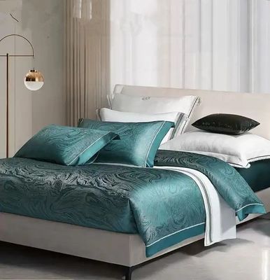 Impresión de pantalla rotativa de lujo de 19 mm de algodón de seda Jacquard 4Pcs Set de ropa de cama de cubierta de colcha