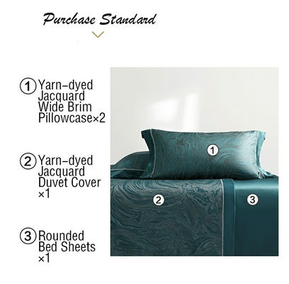 Impresión de pantalla rotativa de lujo de 19 mm de algodón de seda Jacquard 4Pcs Set de ropa de cama de cubierta de colcha
