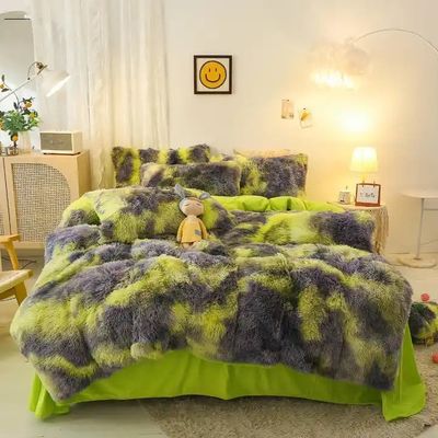 Colorante de corbata azul Gradiente peludo Mink cálido terciopelo ropa de cama de terciopelo para el invierno 500TC regalos