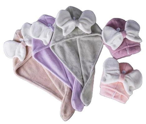 Superfina Fibra Cute Bow Cap para el cabello seco para todas las edades Rápida absorción Mujeres toalla para el cabello