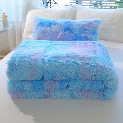Colorante de corbata azul Gradiente peludo Mink cálido terciopelo ropa de cama de terciopelo para el invierno 500TC regalos