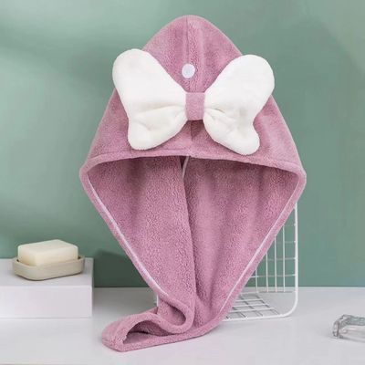 Superfina Fibra Cute Bow Cap para el cabello seco para todas las edades Rápida absorción Mujeres toalla para el cabello